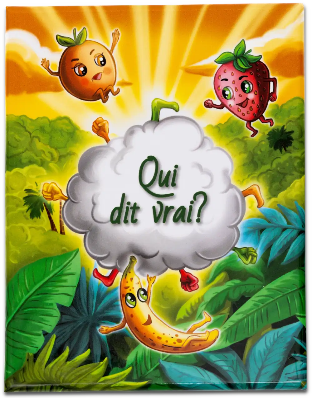 Boite du jeu de société Qui dit vrai ?, vue du dessus.