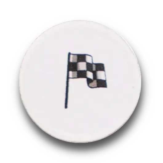 Jeton de départ avec drapeau, utilisé pour marquer le point de départ du cercle de jeu dans une partie de Qui dit vrai ?