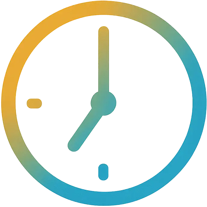 Icône d'horloge illustrant la durée moyenne d'une partie de Qui dit vrai? Le jeu de société fun et coloré du moment